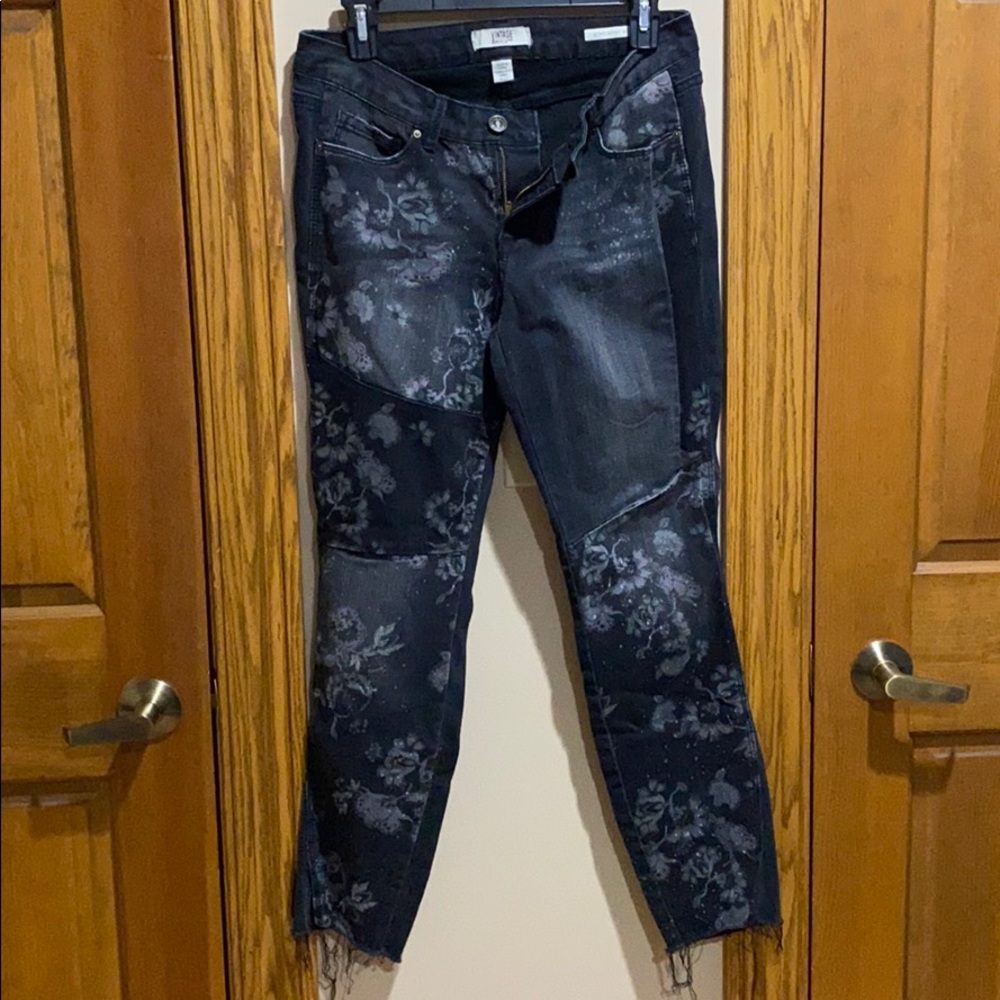 Vintage America black with flower detail jeans